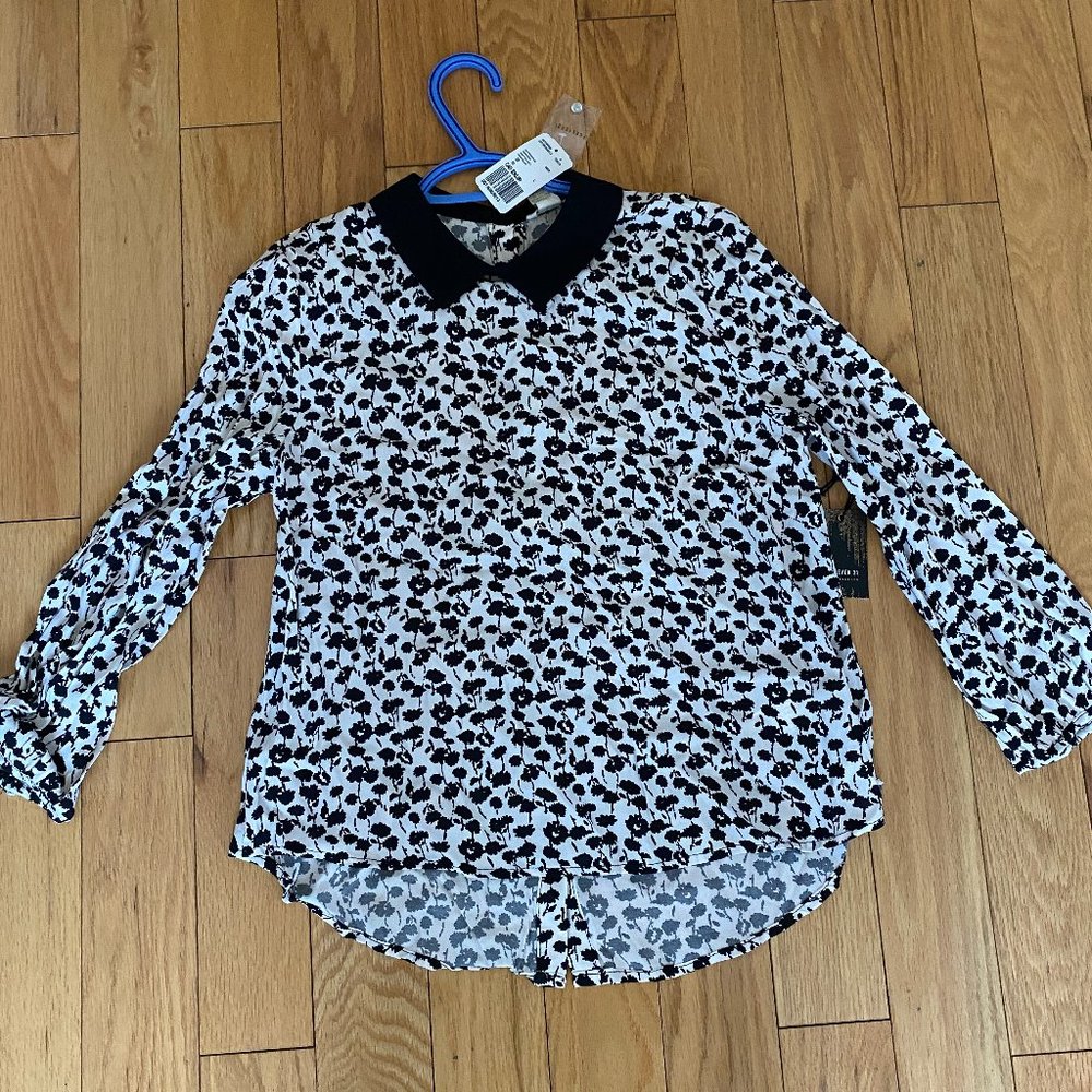 Cream & Black Woven Top